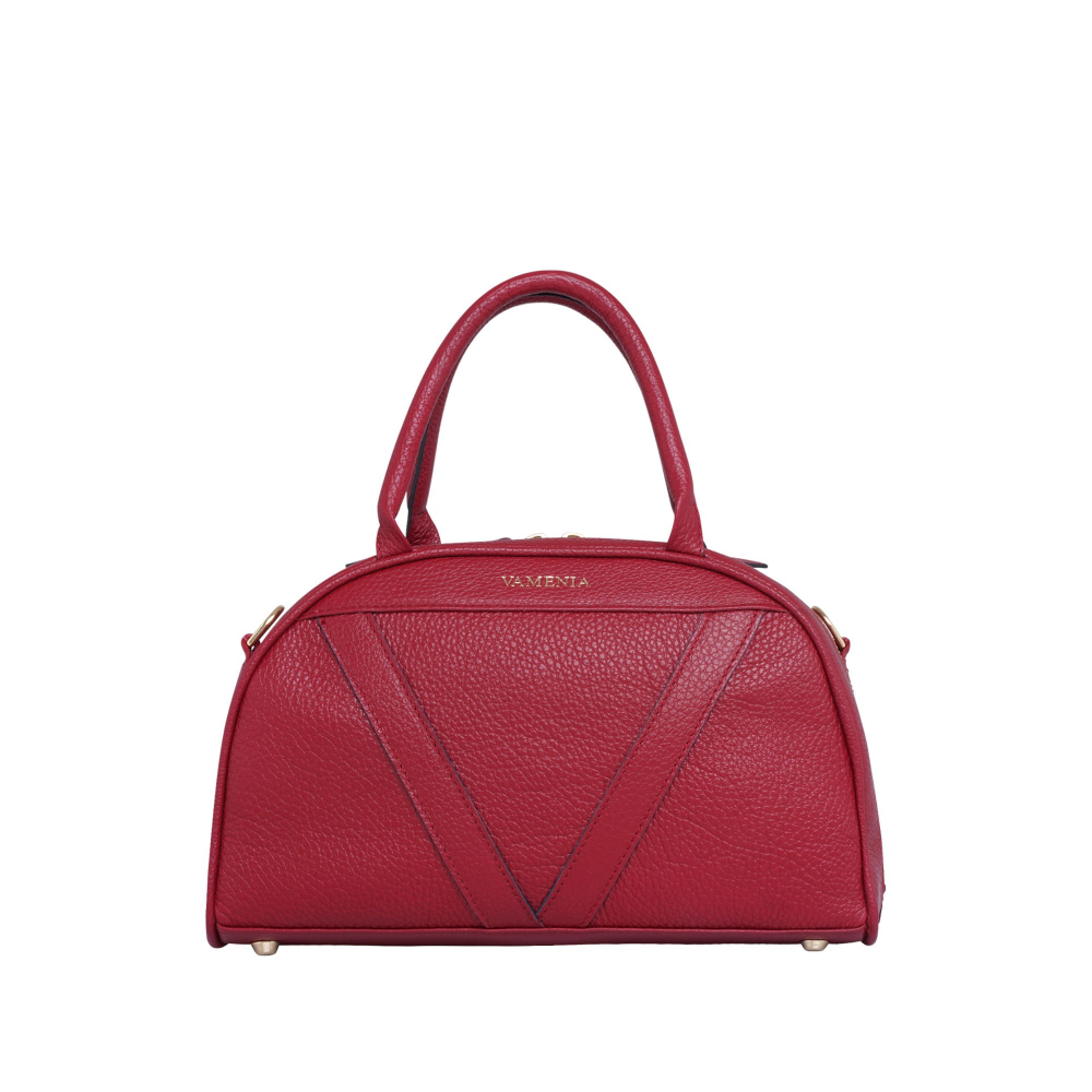 Handle bag as crossbody bag made of nappa leather wine red